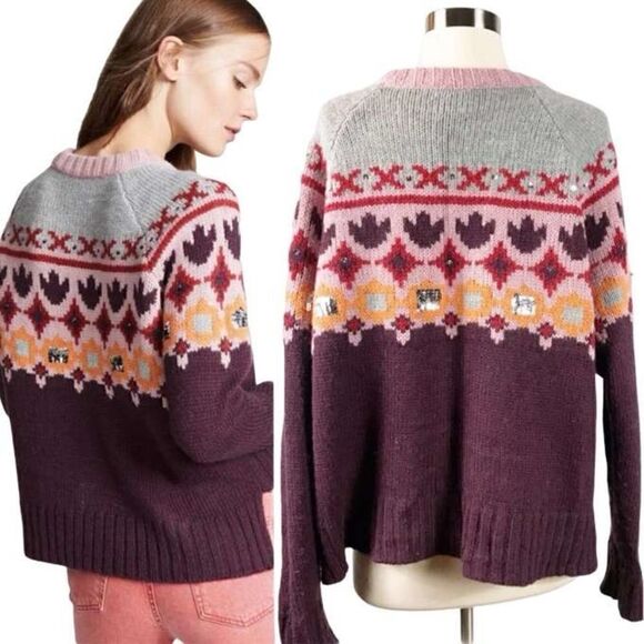Cinq a Sept Gianni Sequin Fair Isle Sweater - Picture 4 of 16